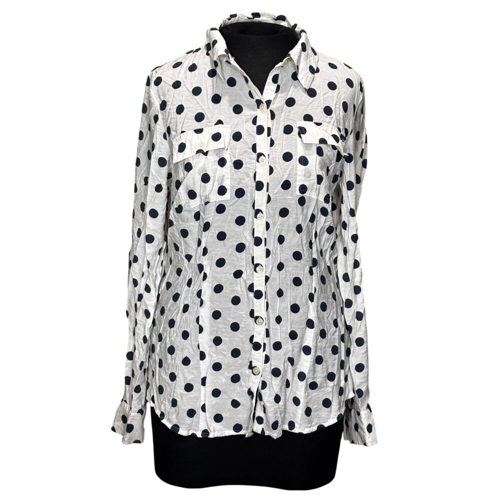 Van Heusen Womens Classic Fit Polka Dot Button-Down Shirt L